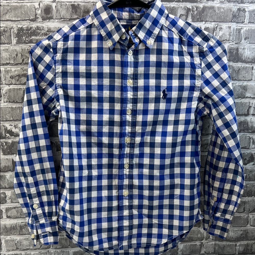 Boy's Ralph Lauren Blue and White Plaid Shirt